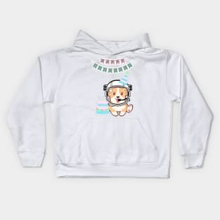 Happy birthday Space Corgi - The Cool Astronaut Puppy! Kids Hoodie